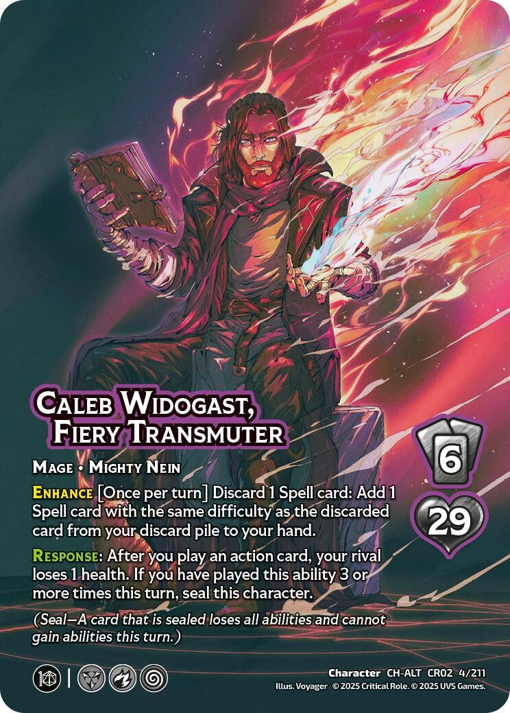 Image for Caleb Widogast, Fiery Transmuter (Alternate Art) (Critical Role: Heroes of Exandria) (4/211) - UniVersus