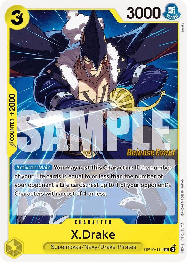 Image for X.Drake (Royal Blood Release Event Cards) (OP10-114) - One Piece Card Game