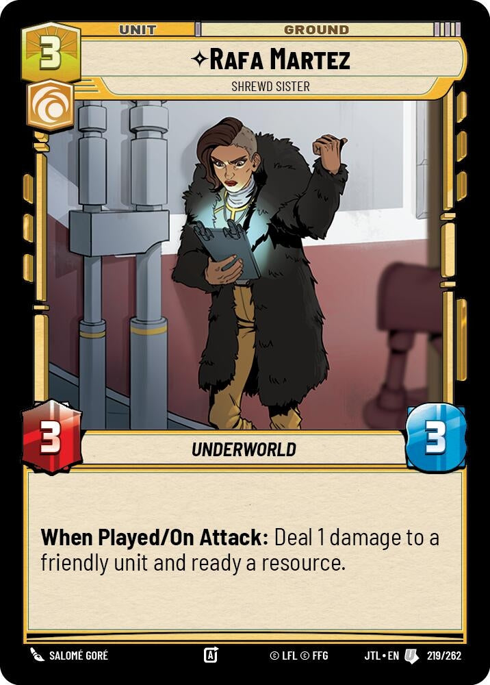 Image for Rafa Martez - Shrewd Sister (Jump to Lightspeed) (219/262) - Star Wars: Unlimited