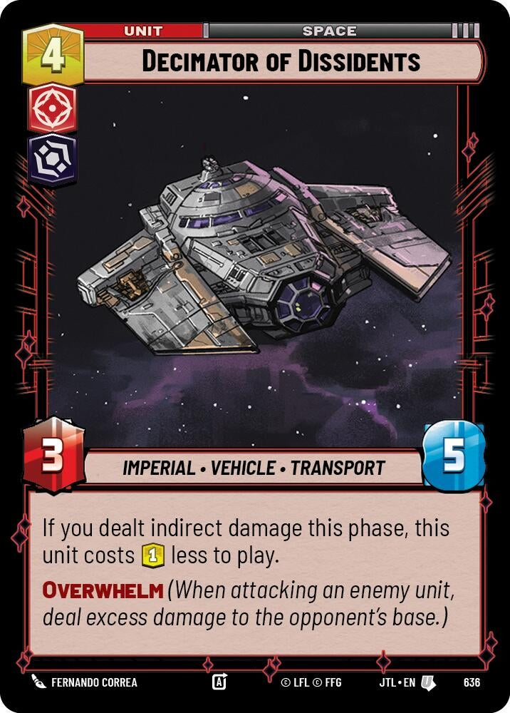 Image for Decimator of Dissidents (Foil) (Jump to Lightspeed) (636) - Star Wars: Unlimited