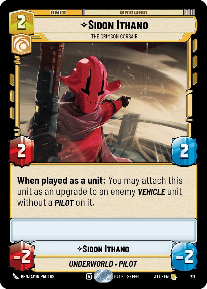 Image for Sidon Ithano - The Crimson Corsair (Foil) (Jump to Lightspeed) (711) - Star Wars: Unlimited