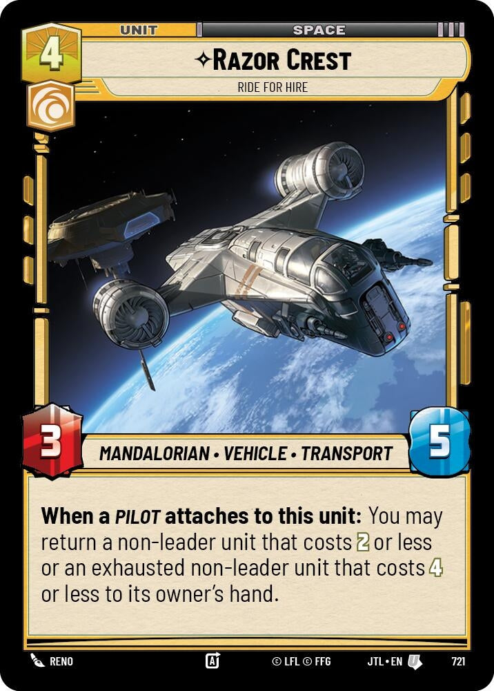 Image for Razor Crest - Ride For Hire (Foil) (Jump to Lightspeed) (721) - Star Wars: Unlimited