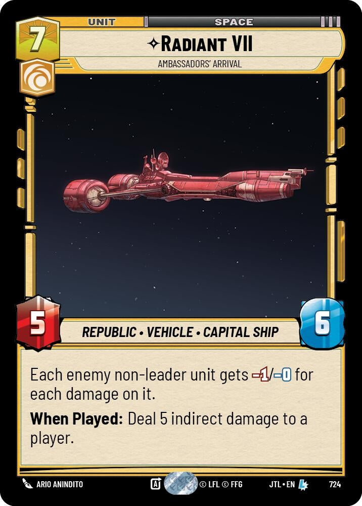 Image for Radiant VII - Ambassadors' Arrival (Foil) (Jump to Lightspeed) (724) - Star Wars: Unlimited