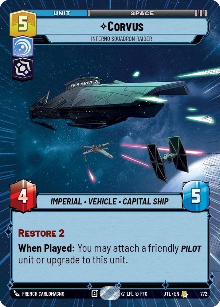 Image for Corvus - Inferno Squadron Raider (Hyperspace Foil) (Jump to Lightspeed) (772) - Star Wars: Unlimited