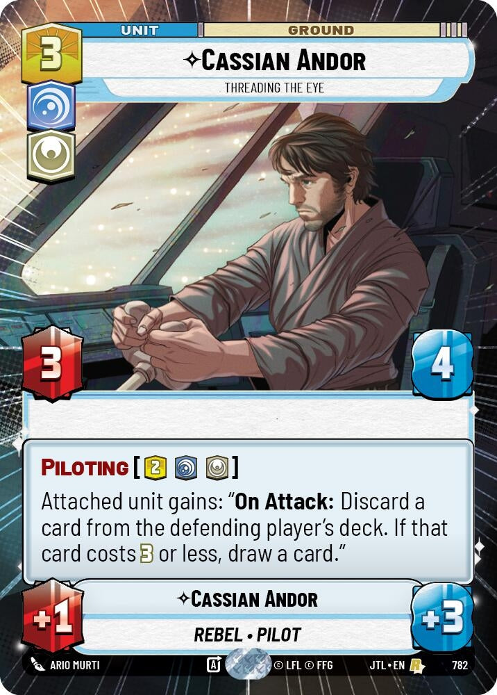 Image for Cassian Andor - Threading the Eye (Hyperspace Foil) (Jump to Lightspeed) (782) - Star Wars: Unlimited