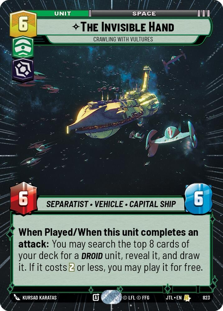 Image for The Invisible Hand - Crawling With Vultures (Hyperspace Foil) (Jump to Lightspeed) (823) - Star Wars: Unlimited