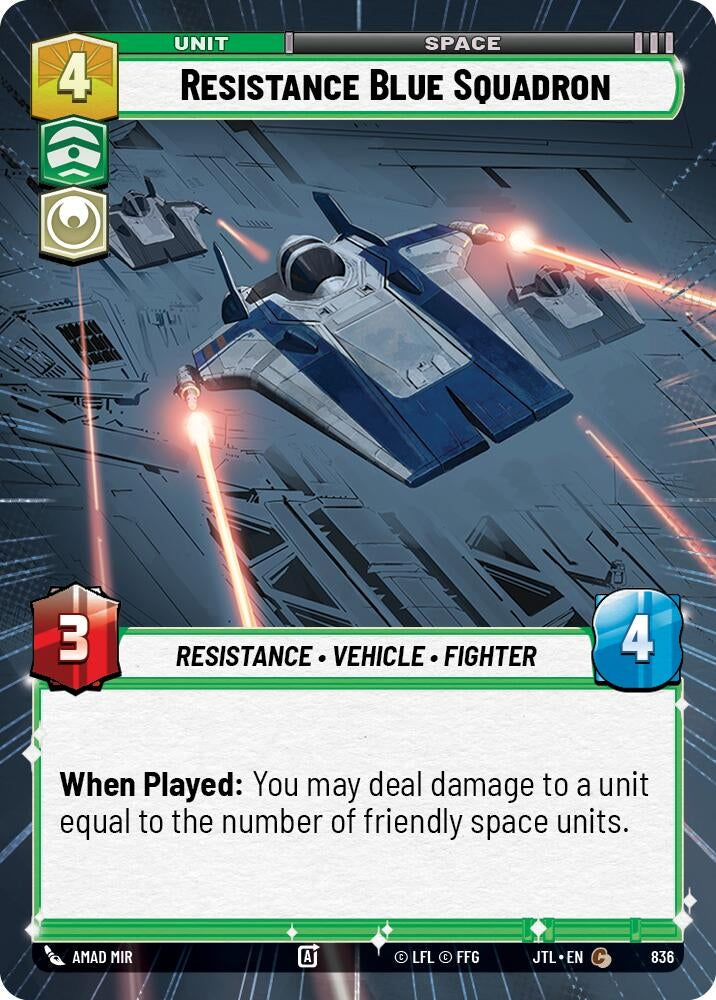 Image for Resistance Blue Squadron (Hyperspace Foil) (Jump to Lightspeed) (836) - Star Wars: Unlimited