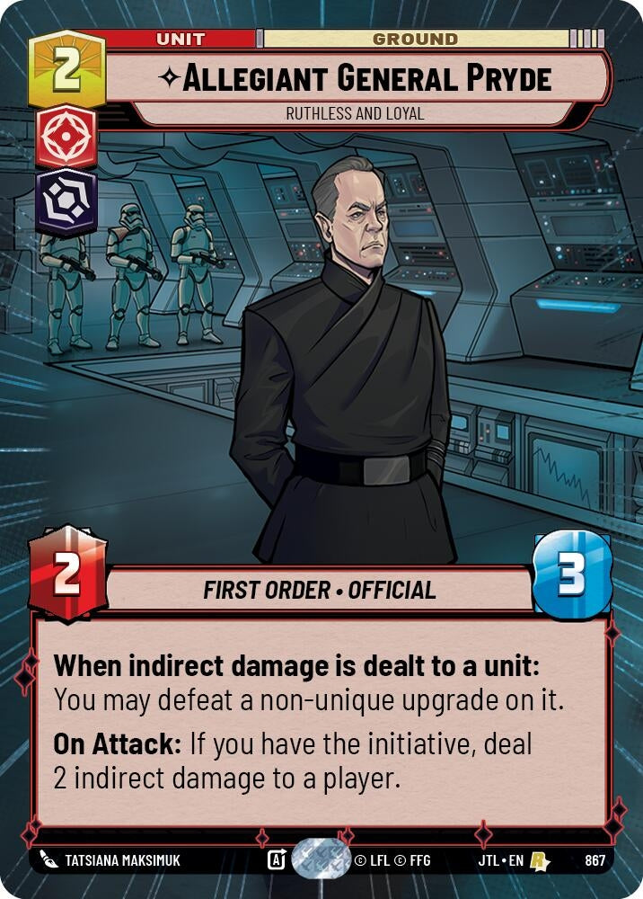 Image for Allegiant General Pryde - Ruthless and Loyal (Hyperspace Foil) (Jump to Lightspeed) (867) - Star Wars: Unlimited