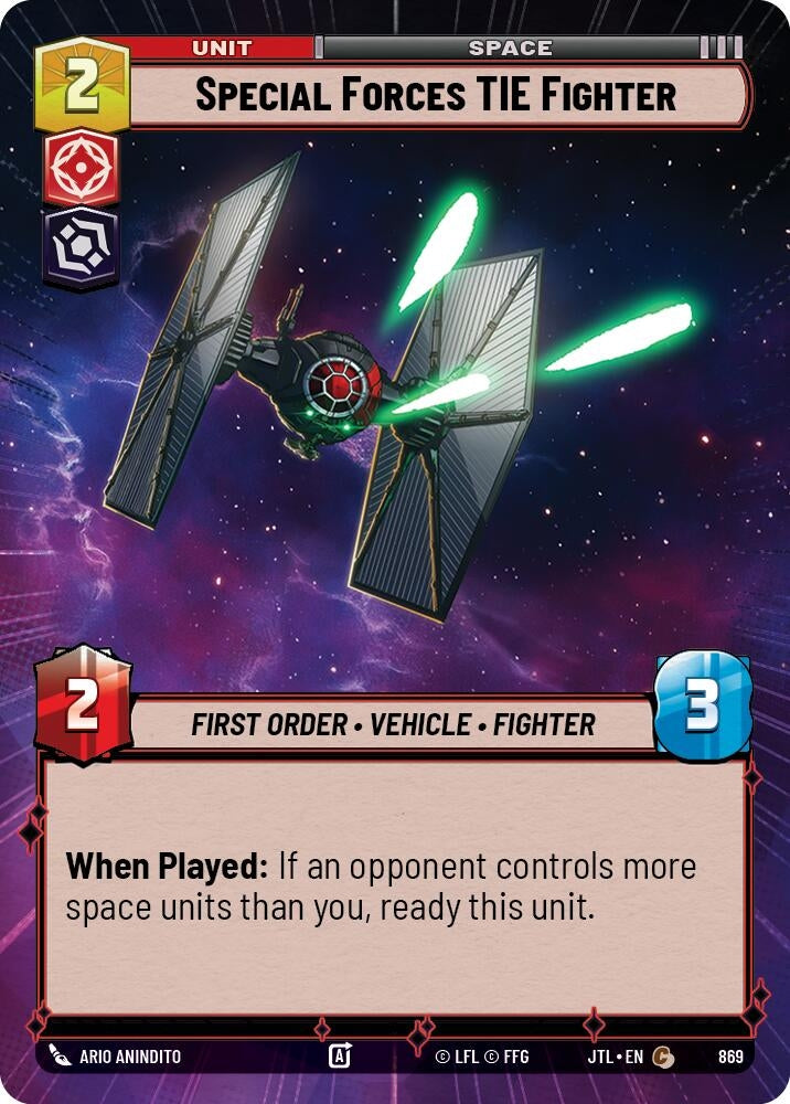 Image for Special Forces TIE Fighter (Hyperspace Foil) (Jump to Lightspeed) (869) - Star Wars: Unlimited