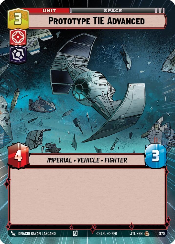 Image for Prototype TIE Advanced (Hyperspace Foil) (Jump to Lightspeed) (870) - Star Wars: Unlimited