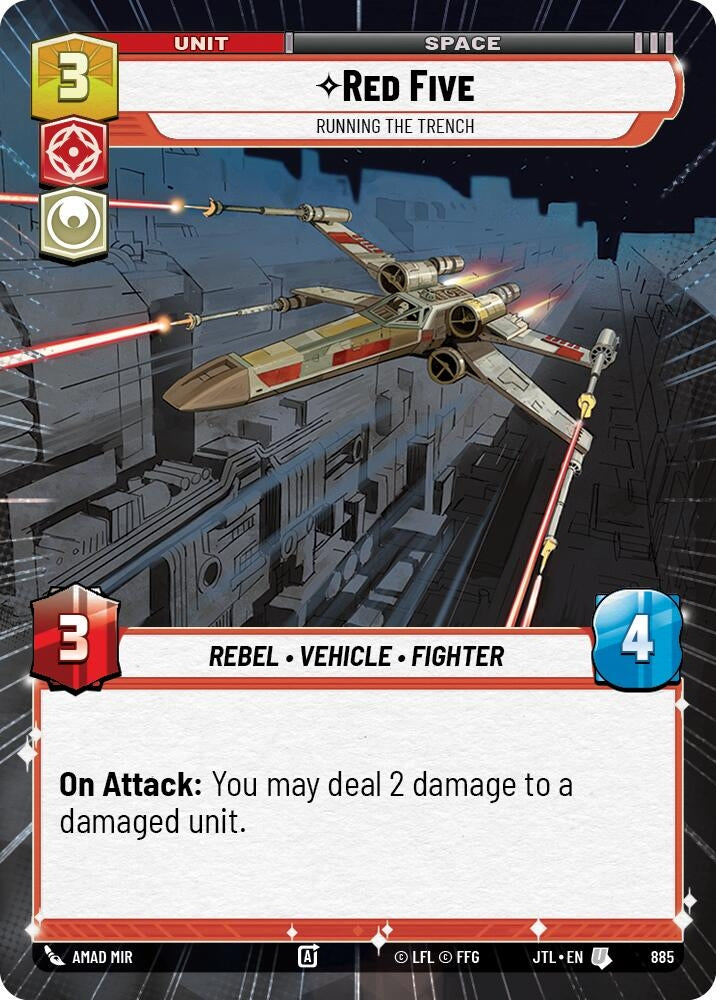 Image for Red Five - Running the Trench (Hyperspace Foil) (Jump to Lightspeed) (885) - Star Wars: Unlimited