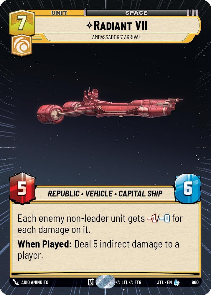 Image for Radiant VII - Ambassadors' Arrival (Hyperspace Foil) (Jump to Lightspeed) (960) - Star Wars: Unlimited