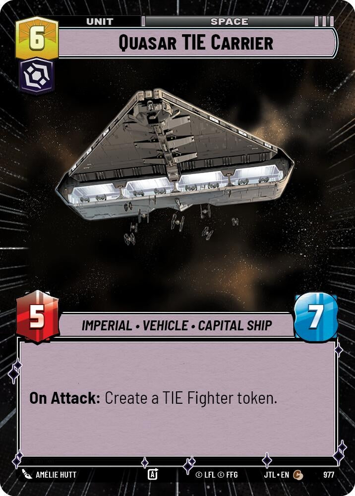 Image for Quasar TIE Carrier (Hyperspace Foil) (Jump to Lightspeed) (977) - Star Wars: Unlimited