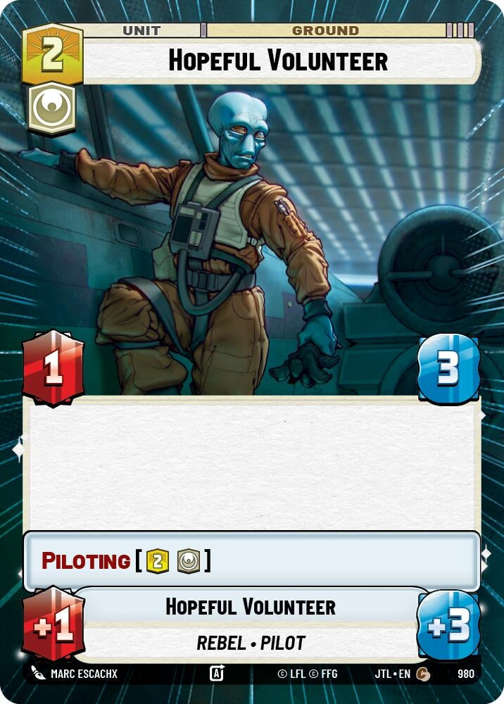 Image for Hopeful Volunteer (Hyperspace Foil) (Jump to Lightspeed) (980) - Star Wars: Unlimited