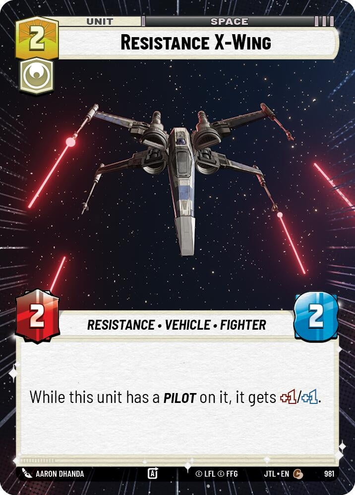Image for Resistance X-Wing (Hyperspace Foil) (Jump to Lightspeed) (981) - Star Wars: Unlimited