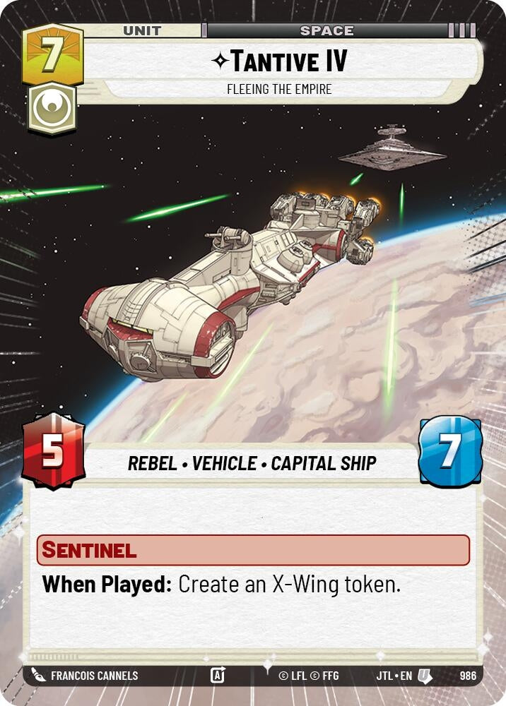 Image for Tantive IV - Fleeing the Empire (Hyperspace Foil) (Jump to Lightspeed) (986) - Star Wars: Unlimited