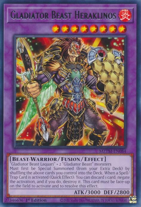 Image for Gladiator Beast Heraklinos (Maze of the Master) (MZTM-EN084) - YuGiOh