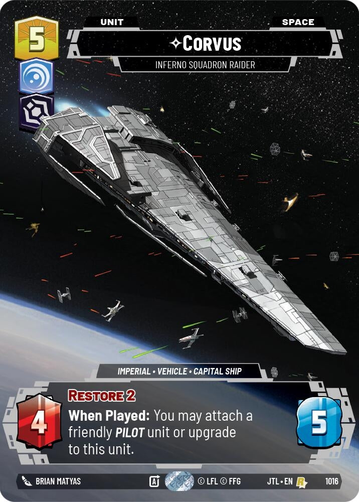Image for Corvus - Inferno Squadron Raider (Prestige) (Jump to Lightspeed) (1016) - Star Wars: Unlimited