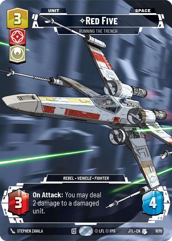 Image for Red Five - Running the Trench (Prestige Foil) (Jump to Lightspeed) (1070) - Star Wars: Unlimited
