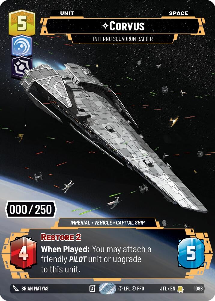 Image for Corvus - Inferno Squadron Raider (Serialized) (Jump to Lightspeed) (1088) - Star Wars: Unlimited