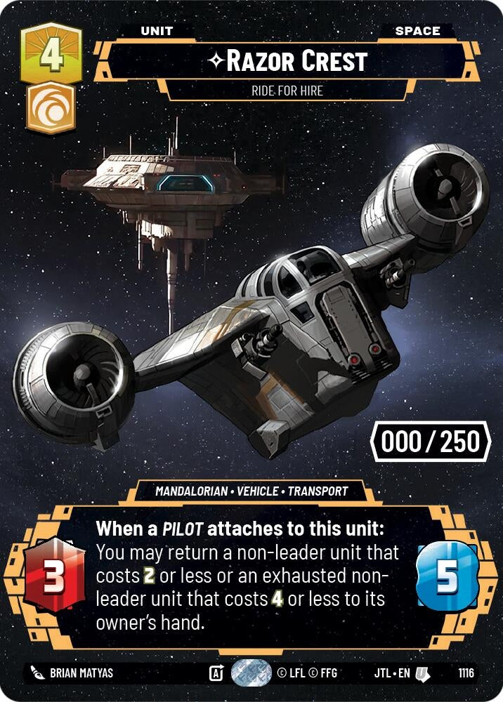 Image for Razor Crest - Ride For Hire (Serialized) (Jump to Lightspeed) (1116) - Star Wars: Unlimited