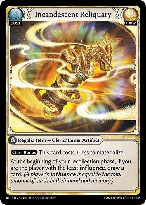Image for Incandescent Reliquary (Guo Jia Re: Collection, Heaven’s Favored) (012) - Grand Archive TCG