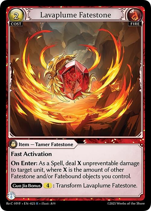 Image for Lavaplume Fatestone (Guo Jia Re: Collection, Heaven’s Favored) (025) - Grand Archive TCG