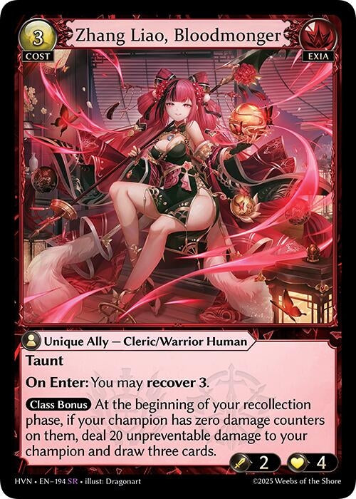 Image for Zhang Liao, Bloodmonger (Abyssal Heaven) (194) - Grand Archive TCG