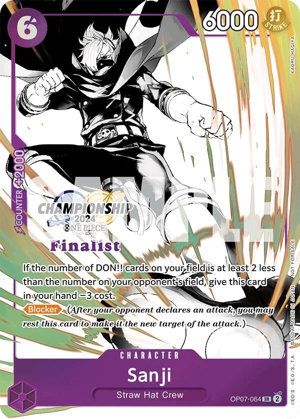 Image for Sanji (Championship 2024 Finalist Card Set Vol. 2) (One Piece Promotion Cards) (OP07-064) - One Piece Card Game