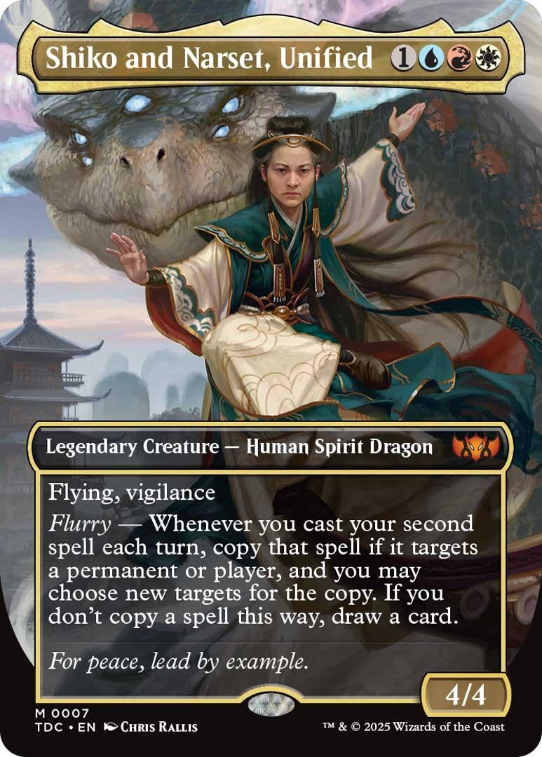 Image for Shiko and Narset, Unified (Borderless) (Commander: Tarkir: Dragonstorm) (7) - Magic: The Gathering