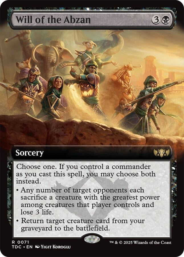 Image for Will of the Abzan (Extended Art) (Commander: Tarkir: Dragonstorm) (71) - Magic: The Gathering