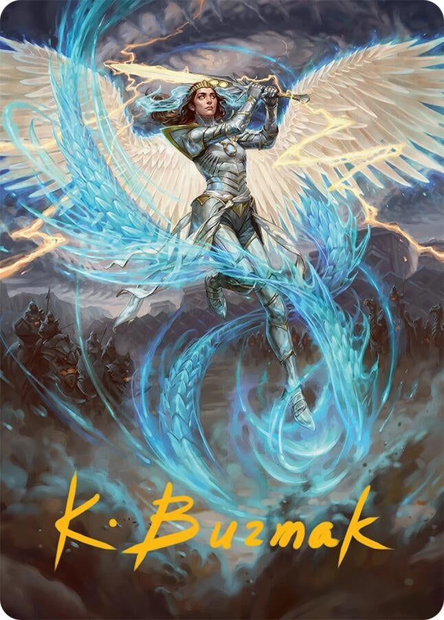 Image for Elspeth, Storm Slayer Art Card (49/54) (Gold-Stamped Signature) (Art Series: Tarkir: Dragonstorm) (49) - Magic: The Gathering