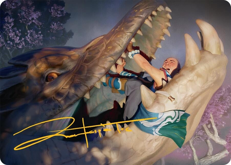 Image for Jaws of Defeat Art Card (53/54) (Gold-Stamped Signature) (Art Series: Tarkir: Dragonstorm) (53) - Magic: The Gathering