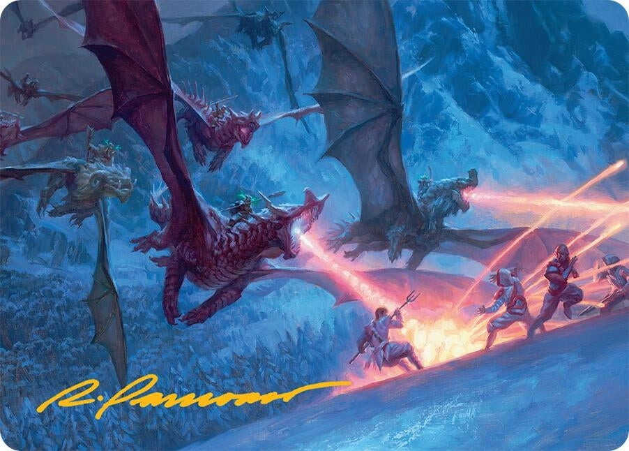 Image for Dragonback Assault Art Card (22/54) (Gold-Stamped Signature) (Art Series: Tarkir: Dragonstorm) (22) - Magic: The Gathering