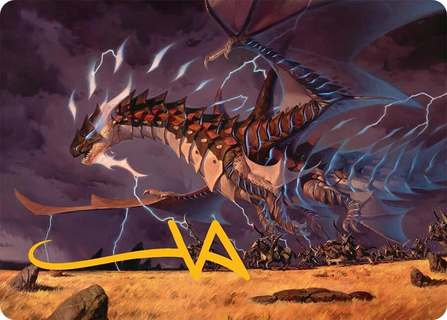 Image for Neriv, Heart of the Storm Art Card (25/54) (Gold-Stamped Signature) (Art Series: Tarkir: Dragonstorm) (25) - Magic: The Gathering