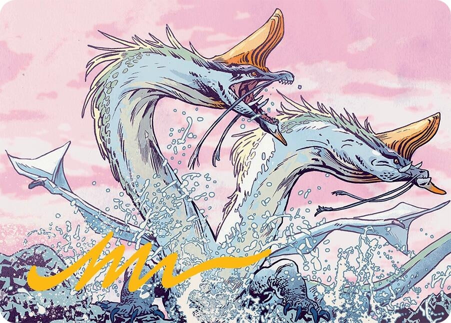 Image for Twinmaw Stormbrood Art Card (39/54) (Gold-Stamped Signature) (Art Series: Tarkir: Dragonstorm) (39) - Magic: The Gathering