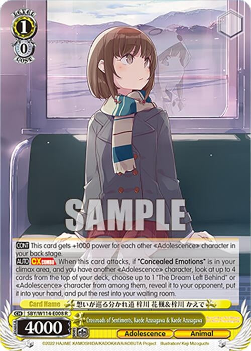 Image for Crossroads of Sentiments, Kaede Azusagawa & Kaede Azusagawa (Rascal Does Not Dream Series) (SBY/W114-E008 R) - Weiss Schwarz