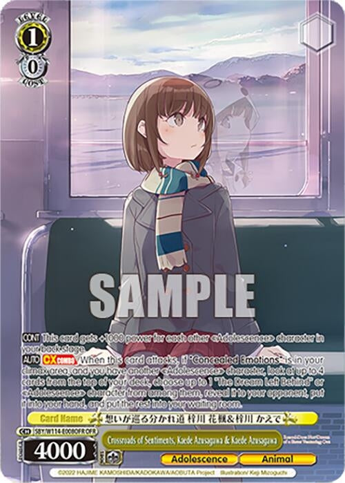 Image for Crossroads of Sentiments, Kaede Azusagawa & Kaede Azusagawa (OFR) (Rascal Does Not Dream Series) (SBY/W114-E008OFR OFR) - Weiss Schwarz