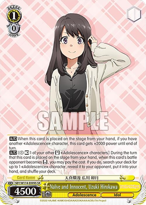 Image for Naive and Innocent, Uzuki Hirokawa (SR) (Rascal Does Not Dream Series) (SBY/W114-E009S SR) - Weiss Schwarz