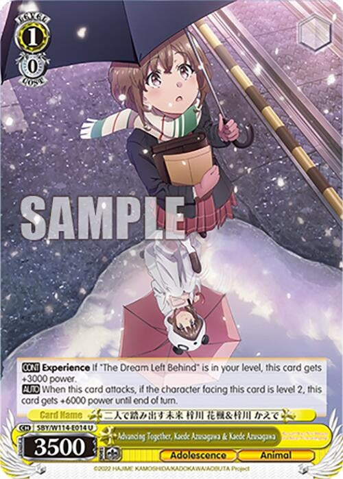 Image for Advancing Together, Kaede Azusagawa & Kaede Azusagawa (Rascal Does Not Dream Series) (SBY/W114-E014 U) - Weiss Schwarz
