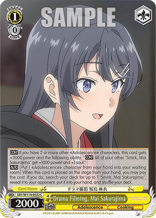 Image for Drama Filming, Mai Sakurajima (Rascal Does Not Dream Series) (SBY/W114-E022 C) - Weiss Schwarz