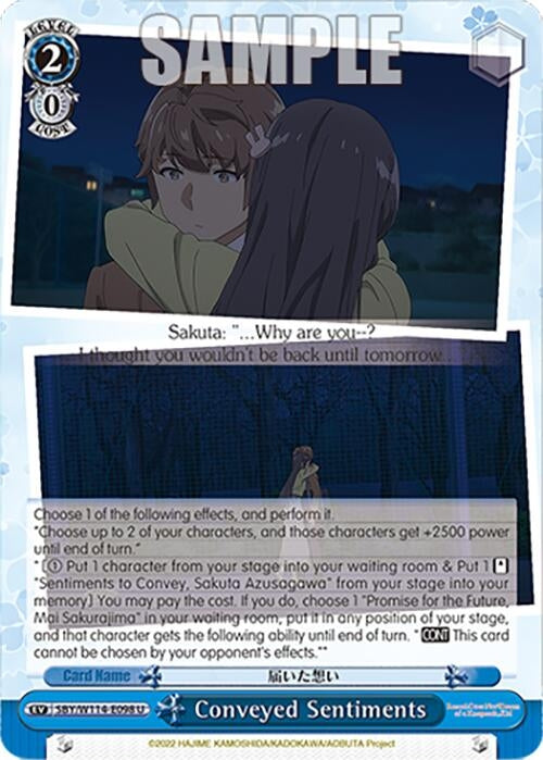 Image for Conveyed Sentiments (Rascal Does Not Dream Series) (SBY/W114-E098 U) - Weiss Schwarz