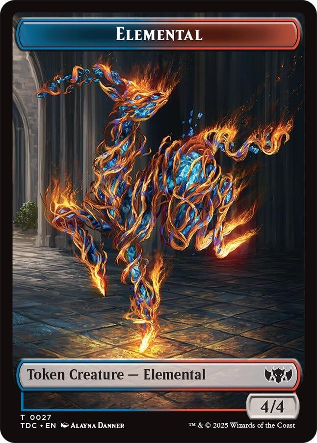Image for Elemental (0027) // Monk Double-Sided Token (Commander: Tarkir: Dragonstorm) (27 // 3) - Magic: The Gathering