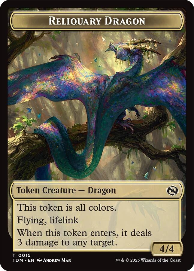Image for Reliquary Dragon // Dragon (0011) Double-Sided Token (Tarkir: Dragonstorm) (15 // 11) - Magic: The Gathering