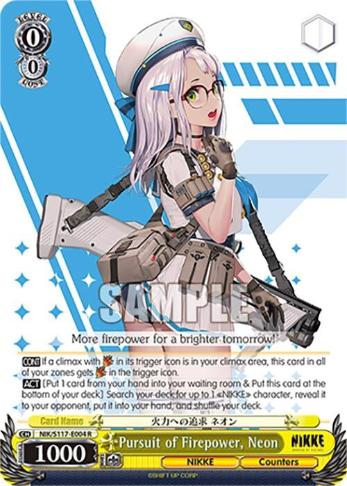 Image for Pursuit of Firepower, Neon (GODDESS OF VICTORY: NIKKE) (NIK/S117-E004 R) - Weiss Schwarz
