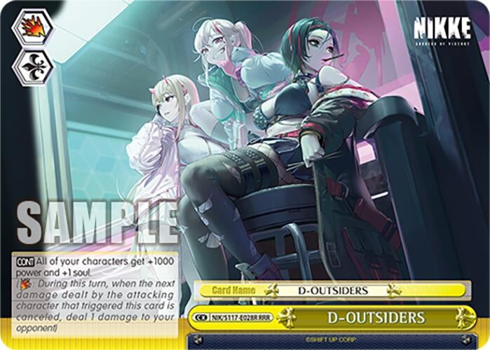 Image for D-OUTSIDERS (RRR) (GODDESS OF VICTORY: NIKKE) (NIK/S117-E028R RRR) - Weiss Schwarz