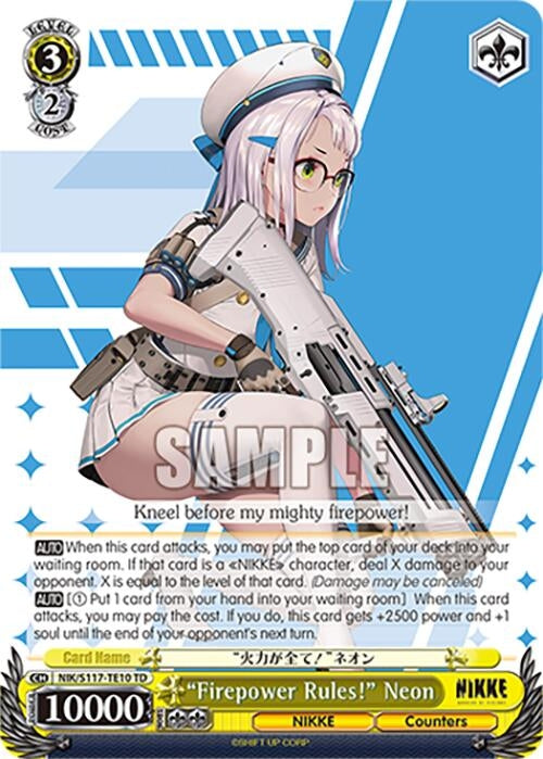 Image for "Firepower Rules!" Neon (GODDESS OF VICTORY: NIKKE) (NIK/S117-TE10 TD) - Weiss Schwarz