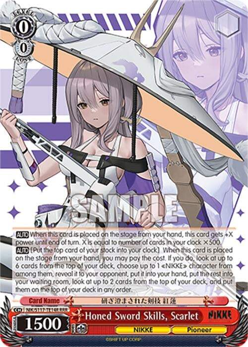 Image for Honed Sword Skills, Scarlet (RRR) (GODDESS OF VICTORY: NIKKE) (NIK/S117-TE14R RRR) - Weiss Schwarz