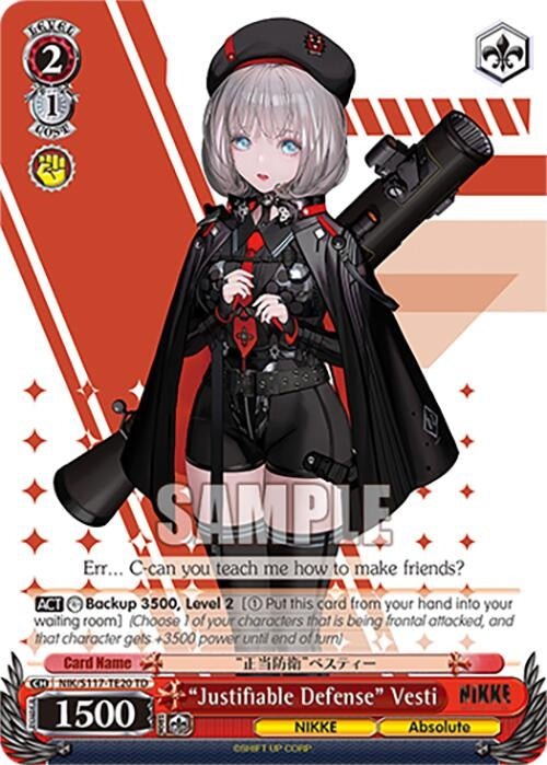 Image for "Justifiable Defense" Vesti (GODDESS OF VICTORY: NIKKE) (NIK/S117-TE20 TD) - Weiss Schwarz