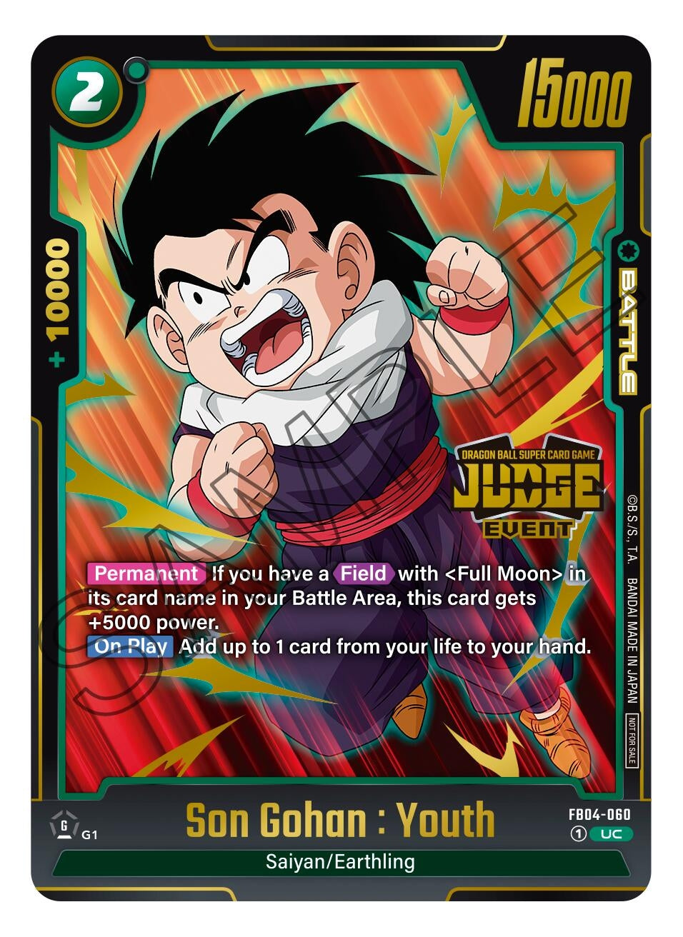 Image for Son Gohan : Youth (Judge Pack (Event Judge) 03) (Tournament and Championship Promos) (FB04-060) - Dragon Ball Super: Fusion World